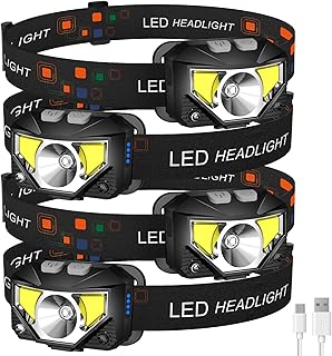 LHKNL Headlamp Flashlight,4-Pack Lumen Ultra Bright LED Rechargeable Headlight with White Red Light,Waterproof Motion Sensor Head Lamp,8 Mode for Outdoor Camping Running Cycling Fishing product image