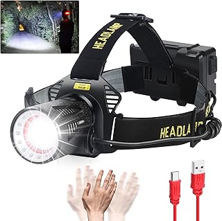 Aikertec Headlamp Rechargeable, Super Bright Headlamp for Adults, 7 Modes, Zoomable, IP68 Waterproof Head Flashlight for Camping Hunting Fishing (Batteries Included) product image
