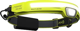 OPTIMAL VENTURES LITEBAND PRO Multi-Beam Rechargeable LED Headlamp, 1500 Lumens, 210° Wide Beam + Focused Spot, Hard Hat Compatible, Professional No-Bounce Fit, IPX5 Weather Resistant, Yellow product image