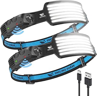 Smiling Shark Rechargeable Headlamp, 2 Pack Wide Angle 6*White Light The Brightest LED Head Lamp Waterproof Headlight for Camping Hiking Outdoor, Head-Light-LED-Lamp-Rechargeable product image