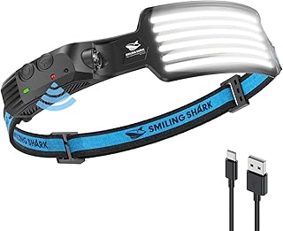 Smiling Shark Rechargeable Headlamp, 230°Wide Angle 6*White Light The Brightest LED Head Lamp Waterproof Headlight for Camping Hiking Outdoor, Head-Lamp-LED-Frontale-Rechargeable product image
