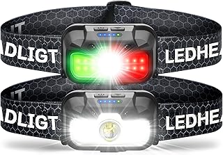 HOKOILN 2-Pack LED Headlamp Rechargeable with Green & Red Light -1300 Lumen Ultra-Bright Flashlight Headlight for Camping, Running, Hiking, Fishing - Waterproof with 7 Modes product image