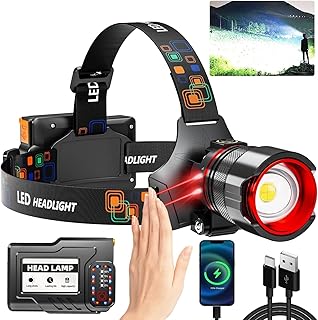 Rechargeable LED Headlamp 99000 High Lumens, Super Bright with 12 Modes & IPX7 Level Waterproof USB Rechargeable Zoom Headlight, 125° Adjustable for Outdoor Camping, Running, Cycling, Climbing, Home product image