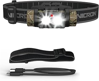 NICRON Rechargeable Headlamp, High Bright 1600 lumens 180° Rotating Aluminum LED Head Lamp with 3 Light Sources 10 Modes Waterproof Head Flashlight H35+ for Camping Hunting Running Fishing (Camo) product image