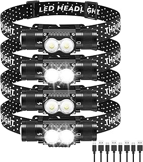 Headlamp Rechargeable 4 Pack, 1200 Lumen LED Head Lamp with 4 Light Modes, IPX6 Waterproof Super Bright High Lumen Headlamps, Adjustable Headstrap Headlights for Running, Camping, Outdoor product image