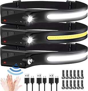 EGUKU Headlamp Rechargeable, 3Pack Rechargeable LED Headlamps 1200Lumens 2 COB 230°Wide Beam Headlight with Bright 5 Modes Lightweight Waterproof Head Lamp for Outdoor Running, Camping Hiking product image