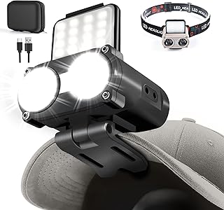 Hopedone LED Hard Hat Light, 800Lumens Rechargeable Dimmable Clip on Cap Lights, 180°Adjustable Hat Flashlight Headlamp Waterproof for Running, Camping, Hunting, Cycling (Black) product image