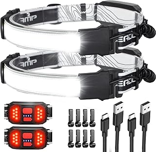 LED Headlamp Flashlight, 1000L 230° Broadbeam Headlight, USB C Rechargeable Head Lamp with Red Taillight, Lightweight Waterproof Headlamps for Camping Running Hiking, Hard Hat Headlamp 2Pack product image