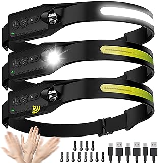 Headlamp Rechargeable (3-Pack), LED Head Lamp Flashlight, 230° Wide Beam Headband Light, 400 Lumen Super Bright, USB-C Rechargeable Lightweight Headlight for Running, Fishing, Hiking, Camping product image