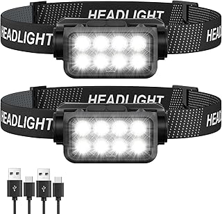 Rechargeable Headlamp Flashlight 2-Pack, 8 LED 2500 Lumen Ultra-Light Bright Headlight, Waterproof Lightweight Head Lamp for Adult Kid, Headlamps for Outdoor Camping Running Fishing product image