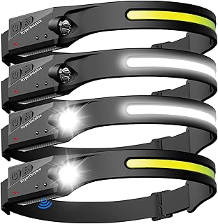 Headlamp Rechargeable LED (4 Pack) 230° Wide Beam, USB-C Lightweight Head Lamp, Long Runtime, Water-Resistant for Camping, Hiking, Running, Fishing, Repair Work product image
