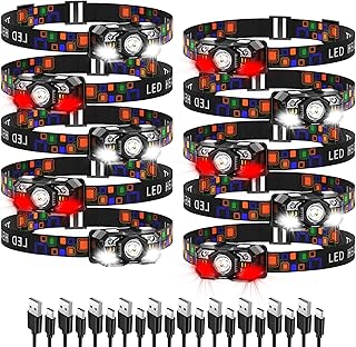 KunHe 10 Pack led Rechargeable Headlamp Flashlight Headlight Motion Sensor 10 Mode for Outdoor Camping Gear Hiking Fishing Running Cycling Headlight Emergency Lights for Home product image