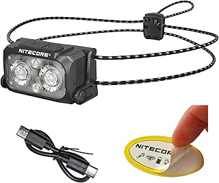 Nitecore NU25 MCT UL 400 Lumen Ultralight USB-C Rechargeble Outdoor Headlamp with Multiple Color Temperatures Warm Natural, Cold Lights and Red Light (Elastic Cord, Black) product image