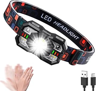 Headlamp Rechargeable, 1200 Lumen Super Bright LED Headlight Motion Sensor, 10 Mode Waterproof Lightweight Headlamp Flashlight with Red Light, for Hiking Running Fishing Cycling Camping product image