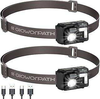 Led Headlamp Rechargeable, Super Bright Headlight Flashlight with Red Light, Motion Sensor Head Lights for Forehead, Waterproof Lightweight for Adults, Outdoors, Camping, Running product image