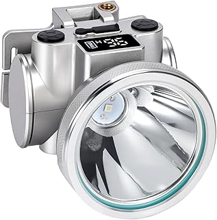 High Brightness LED Headlamp with Display Screen Rechargeable USB-C Waterproof Headlight with Runtime Indicator 4 Lighting Modes Light for Camping, Work, Hunting, Fishing (Mode 505 - White Light) product image