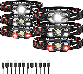 Headlamp Rechargeable 6Pack, 3000 Lumen Ultra-Light Bright Headlamp Flashlight with White Red Light, LED Headlight Motion Sensor, 5+5 Mode for Outdoor Camping Fishing Running Hiking (6) product image