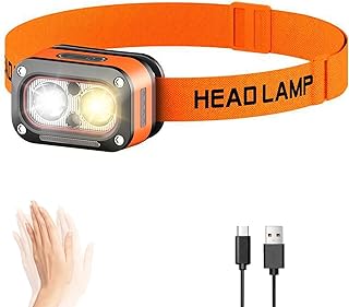 Headlamp Rechargeable, Lightweight LED Head Lamp, Motion Sensor Head Flashlight, Super Bright Waterproof Head Light for Camping, Running, Reading, Work, and Everyday Carry (EDC) product image