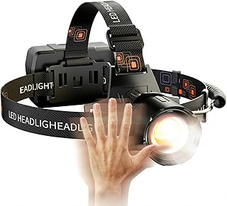 SKYFIRE Rechargeable Headlamp 3000 Lumens Motion Sensor, LED Super Bright Head lamp with 7500mAh Battery, Zoomable 13 Modes 90° Adjustable Waterproof Head Light for Running Cycling Camping Hiking product image