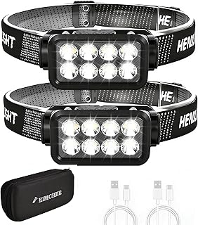 Elmchee Rechargeable Headlamp 2 Pack, 2500 Lumen Bright 8 LED Headlight, 10 Modes Adjustable Motion Sensor, USB-C Waterproof Head Flashlight, Outdoor Hiking Camping Fishing (8 Led Headlamp) product image