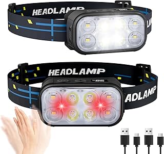 Headlamp Rechargeable 2 Pack, Super Bright LED Head Lamp, 1500 Lumen, 12 Modes, Motion Sensor, Waterproof Head Lights for Forehead for Camping, Running, Fishing, Climbing product image
