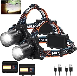 Rechargeable Headlamp Super Bright LED Head Lamp, 2Pack 99000 Lumens Head Lights with 7 Modes, 180° Adjustable for Forehead Waterproof HeadLamps for Camping Hunting Hiking product image