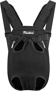 Pawaboo Pet Carrier Backpack, Adjustable Pet Front Cat Dog Carrier Backpack Travel Bag, Legs Out, Easy-Fit for Traveling Hiking Camping for Small Medium Dogs Cats Puppies 2.5-5lbs, S, Black product image