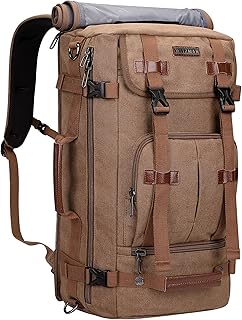 WITZMAN Canvas Backpack Vintage Travel Backpack Large Laptop Bags Convertible Shoulder Rucksack(A519-1 Brown) product image