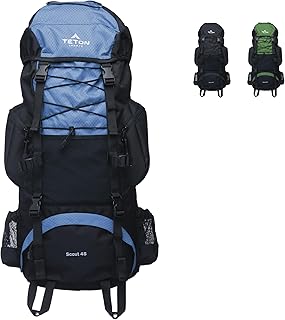 Teton 45L Scout Internal Frame Backpack for Hiking, Camping, Backpacking, Rain Cover Included, Bluejay product image
