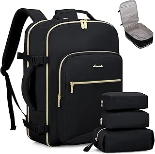 LOVEVOOK Travel Backpack for Women & Men 40L,Airline Approved Carry On Backpack Travel Essentials,TSA Carry on Luggage,Waterproof Personal Item Travel Bag,Suitcase with 3 Packing Cubes,Black-Black product image