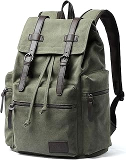 MOYYI Vintage Canvas Backpack for Men Olive Green Rucksack Fit 15.6 inch Laptop Retro Flap Daypack for Casual Hiking Travel Commute product image