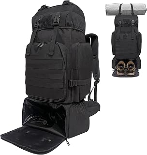 Hiking Backpack, 80L Molle Military Tactical Rucksack, Camping Backpack with Shoe Compartment, Lightweight Rucksack for Men, Water Resistant Hiking Daypack Survival Bag Hiking Bag (Black) product image