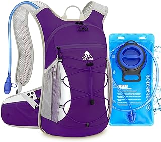 Hydration Backpack with 2L Water Bladder - Lightweight 15L Daypack with Phone-Sized Hip Belt Pockets, Anti-Chafe Cotton Edging & No-Bounce Straps - Small Water Backpack for Hiking, Running, Skiing product image