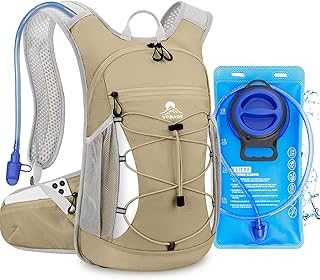 Hydration Backpack with 2L Water Bladder - Lightweight 15L Daypack with Phone-Sized Hip Belt Pockets, Anti-Chafe Cotton Edging & No-Bounce Straps - Small Water Backpack for Hiking, Running, Skiing product image
