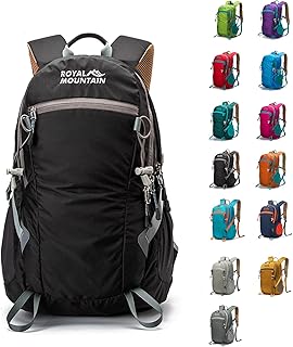 Hiking Backpack Waterproof Nylon Material, Breathable Back Pad Design, Separate Laptop Compartment for Outdoor Camping Travel (Black) product image