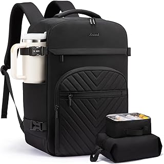 LOVEVOOK 40L Travel Backpack for Women Men, TSA Personal Item Travel Bag Fits 17.3inch Laptop, Waterproof Airline Approved Carry On Luggage With 2 Cubes for Weekender Hiking Business, Black product image