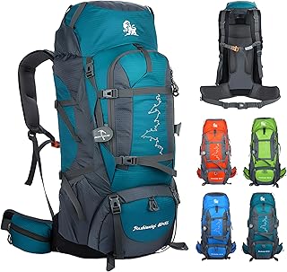 80L Hiking Backpack,Waterproof Lightweight Trekking Bag with Air Cushion Straps, Large Capacity Durable Rucksack for Mountaineering/Camping/Travel (lake blue,80L) product image