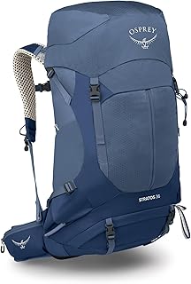 Osprey Stratos 36L Men's Hiking Backpack - Lightweight Backpacking Pack with Waterproof Raincover - Camping Bag, Nirvana Blue product image
