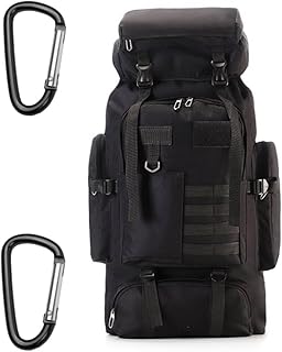 Hiking Backpack 80L with Carabiner Clips Packable Lightweight Camping Backpack Men Women Waterproof Hiking Daypack Travel Bag (Black, 80L) product image