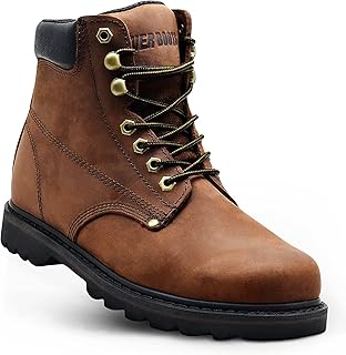 Work Boots for Men Soft Toe – 6inch Leather Boots for Construction Rubber Sole Working botas de trabajo para hombre, “Tank” Workboots product image