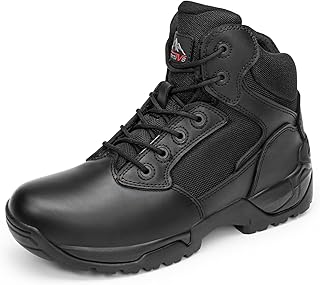NORTIV 8 Mens Military Tactical Work Boots Side Zip Outdoor Hiking Leather Motorcycle Combat Boots product image