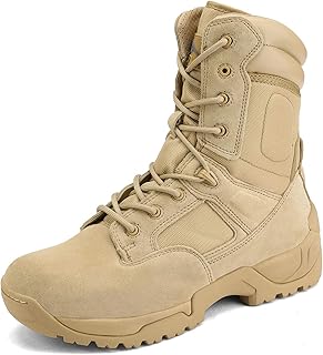 NORTIV 8 Mens Military Tactical Work Boots Hiking Side Zip Leather Outdoor Motorcycle Combat Boots Response product image