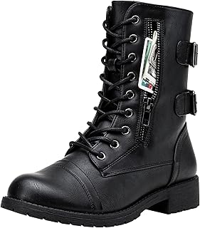 Vepose Women's Combat Boots Low Heel, Mid Calf Military Boots with Card Knife Wallet Pocket product image