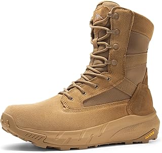 NORTIV 8 Men's Breathable Tactical Military Work Boots Side Zipper Leather Lightweight Hiking Motorcycle Combat Boots 8 Inches Peakforce product image