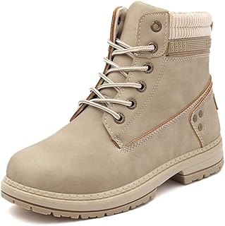 Athlefit Women's Work Waterproof Hiking Combat Boots Lace up Low Heel Booties Ankle Boots product image