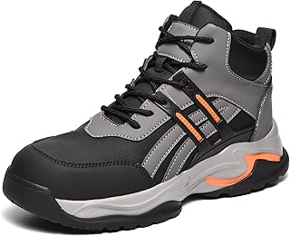 Waterproof Work Boots For Men - Comfortable Steel Toe Boots Safety Wide Toe Shoes Non Slip Indestructible Construction Leather Work Shoes product image