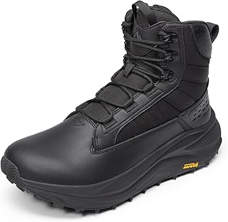 NORTIV 8 Men's Wide Toe Box Work Military Tactical Boots Barefoot Hiking Low Drop Leather Side Zipper Motorcycle Combat Boots Pikes product image