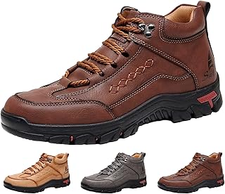 Men's Mid-Top Outdoor Hiking Shoes,Vintage Comfort Hand-Stitching Leather Non-Slip Arch Support Travel Athletics Shoes product image