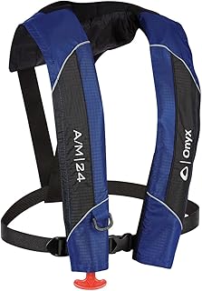 Onyx A/M-24 Automatic/Manual Inflatable Life Jacket, U.S. Coast Guard Approved, Low Profile, Compact Design, Manual Convertible Inflation Option product image