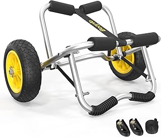 Bonnlo Kayak Cart Canoe Dolly Fishing Kayak Accessories Carrier Foldable Paddle Board Trolley Boat Trailer Transport with NO-Flat Airless Tires Wheels and 2 Ratchet Straps product image